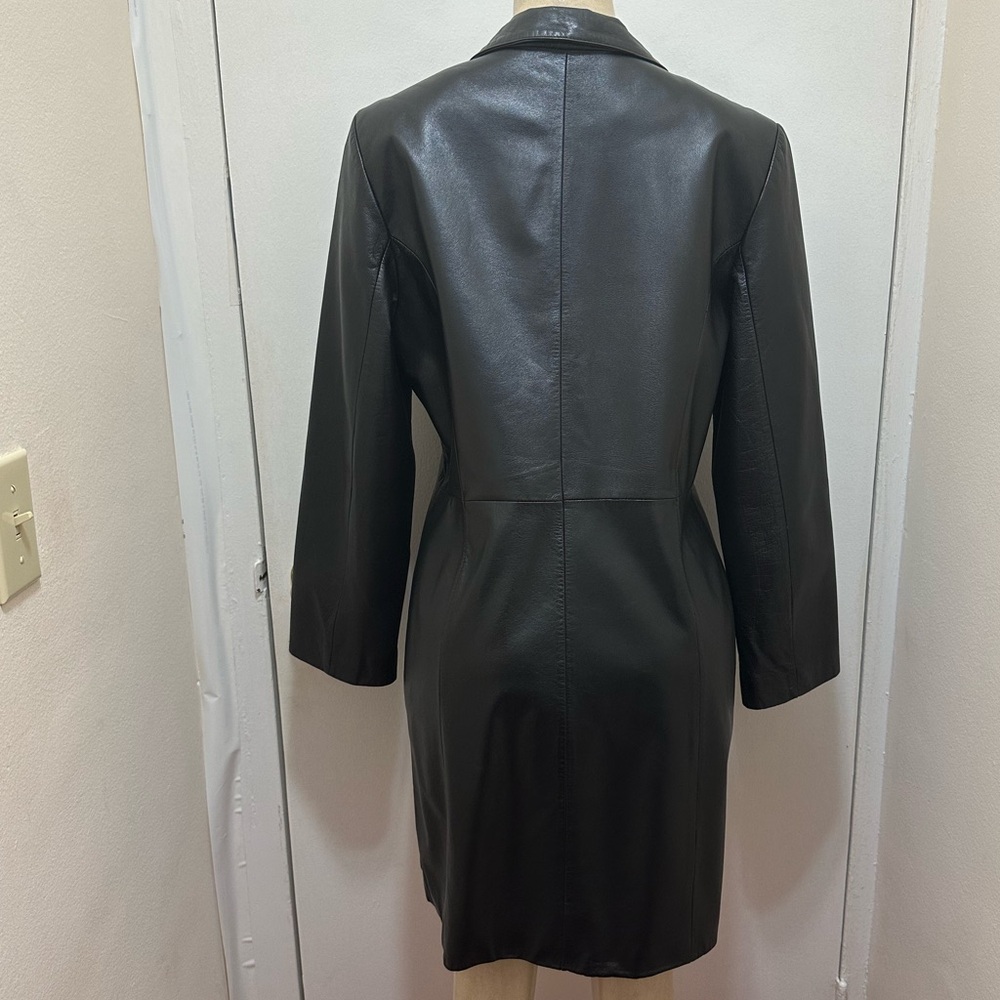Vintage DANIER Canada Genuine Leather Over Coat In Black Size 10 To 12. - Picture 5 of 12